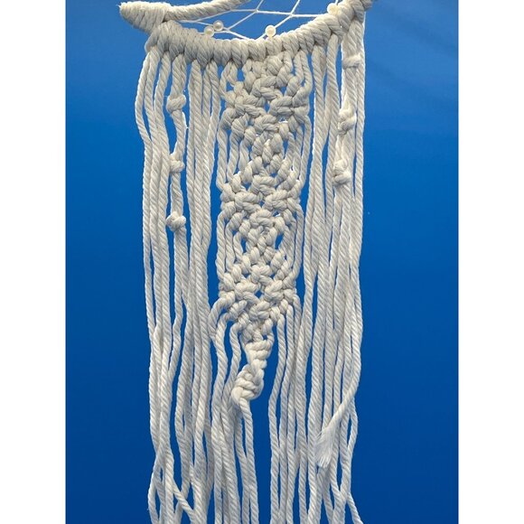 Crescent Moons Dream Catcher By Henna Shoppe - White Macrame Wall Hanging With S - Picture 4 of 7